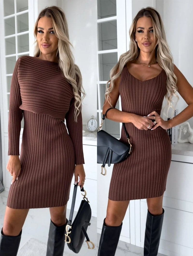 Gebreide Trui en Cami Jurk Set Dames | Elegante Tweedelige Set met Comfortabele Pasvorm