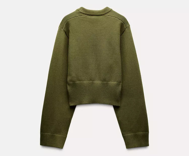 Nora Sweater | Dames trui in groen met losvallende pasvorm