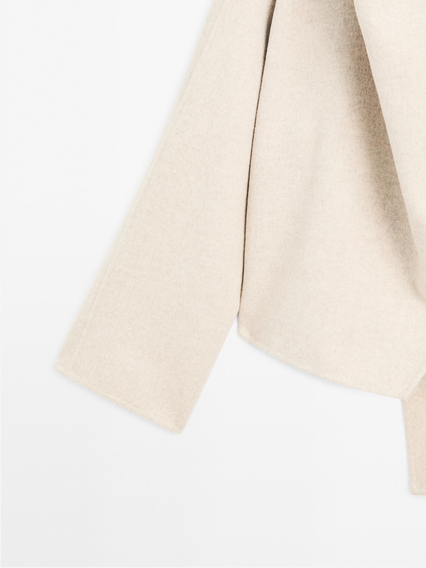 Nona Jas Dames | Asymmetrische Wolmix Jas met Sjaaldetail