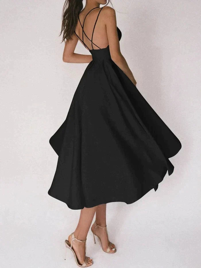 Larissa | Elegante Midi jurk voor Dames - Sexy V-hals en Rugloos Design
