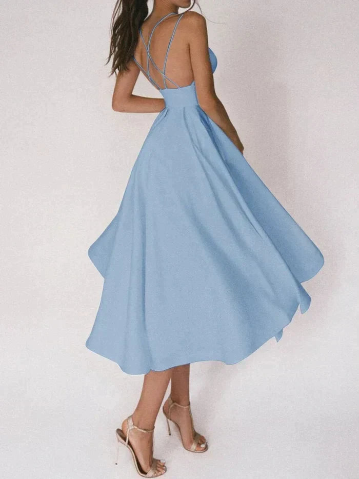 Larissa | Elegante Midi jurk voor Dames - Sexy V-hals en Rugloos Design