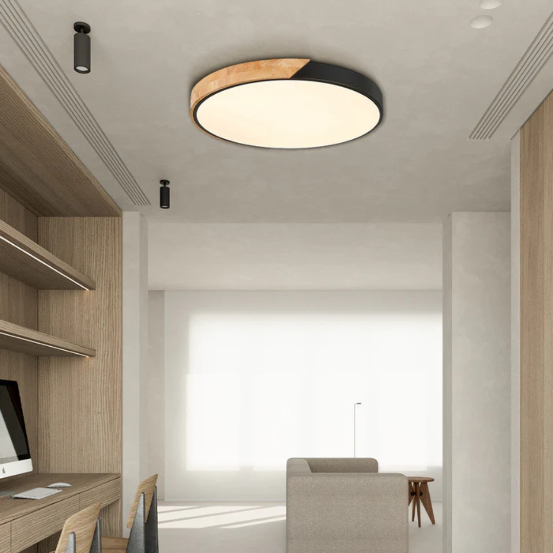 Scandinavische Houten Plafondlamp – Natuurlijk Hout, Modern Design voor Slaapkamer of Woonkamer Verlichting