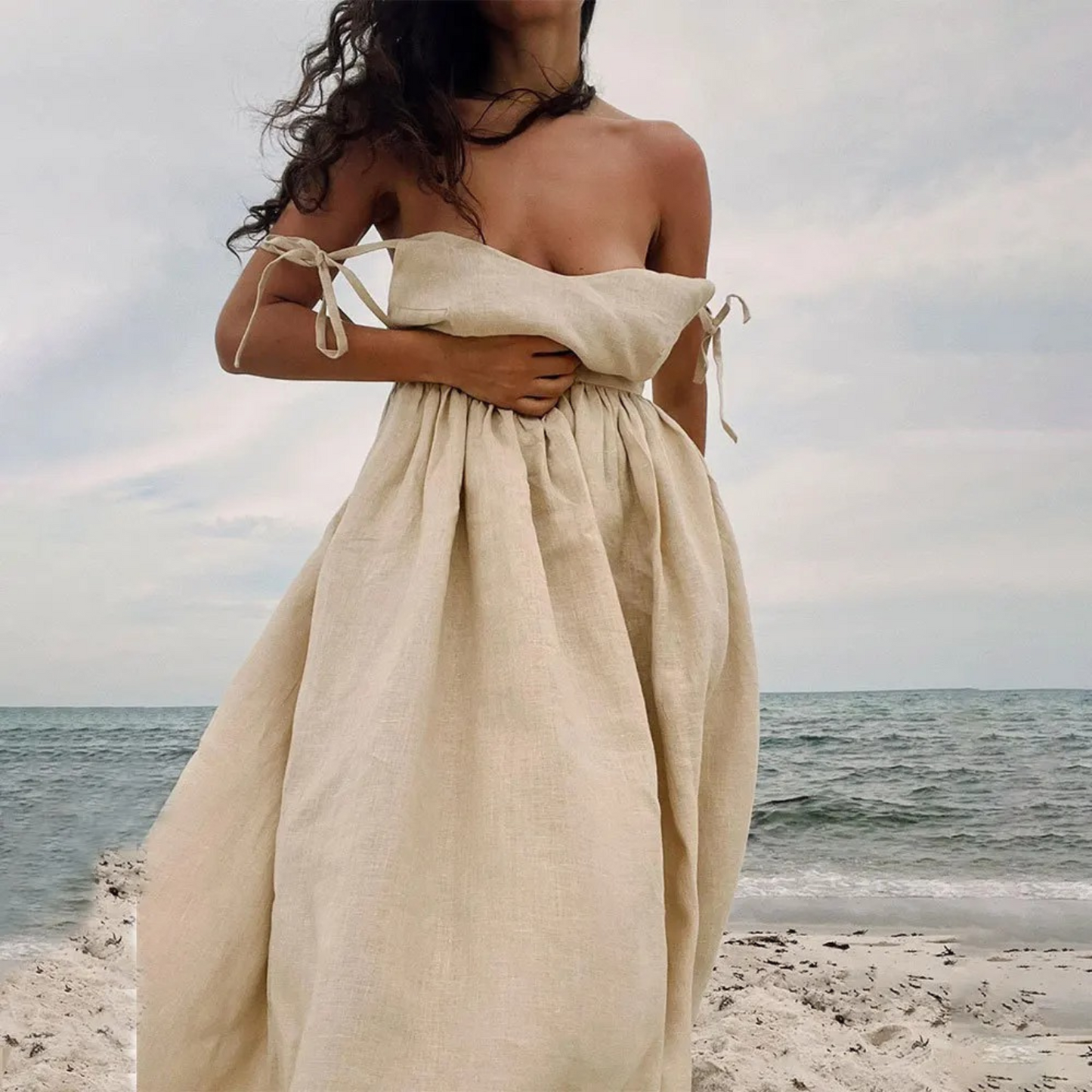 Margje | Zomerjurk Dames met Tie-Shoulder Bandjes en Volumineuze Rok voor Elegante Look