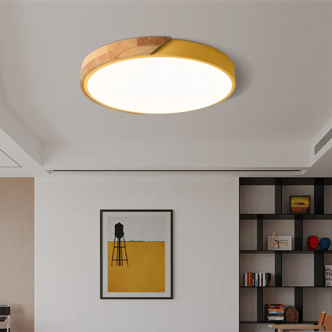 Scandinavische Houten Plafondlamp – Natuurlijk Hout, Modern Design voor Slaapkamer of Woonkamer Verlichting