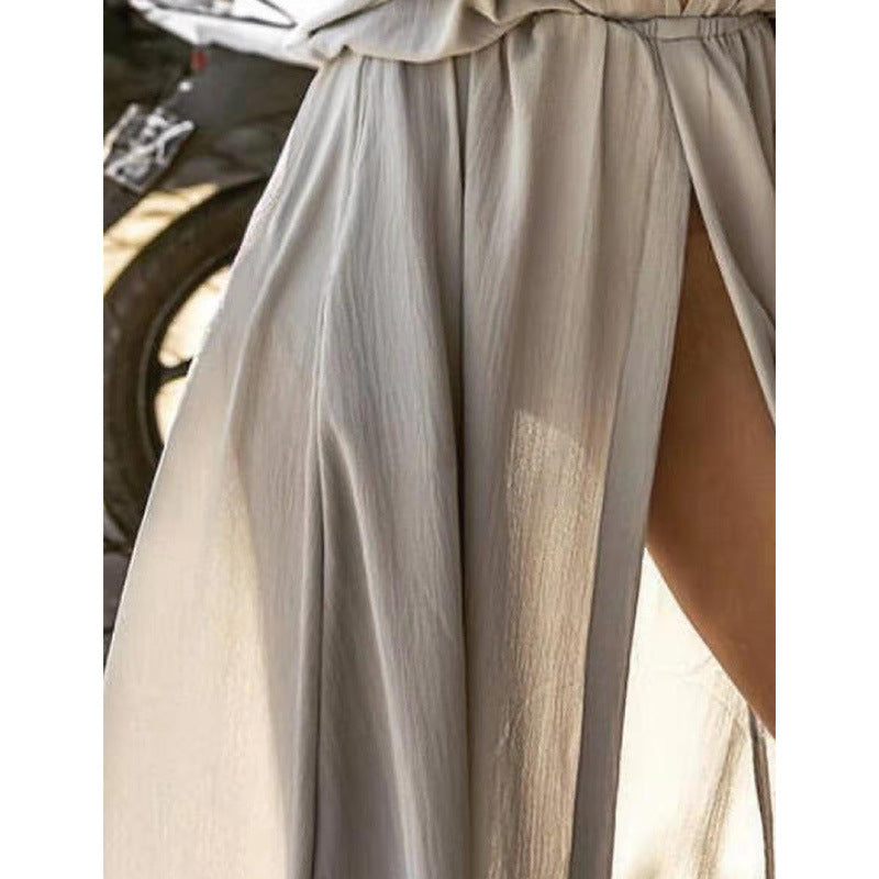 Desiree | Dames Maxi Jurk – Relaxte Pasvorm – Diepe V-Hals & Voorsplit – Luchtige Stof