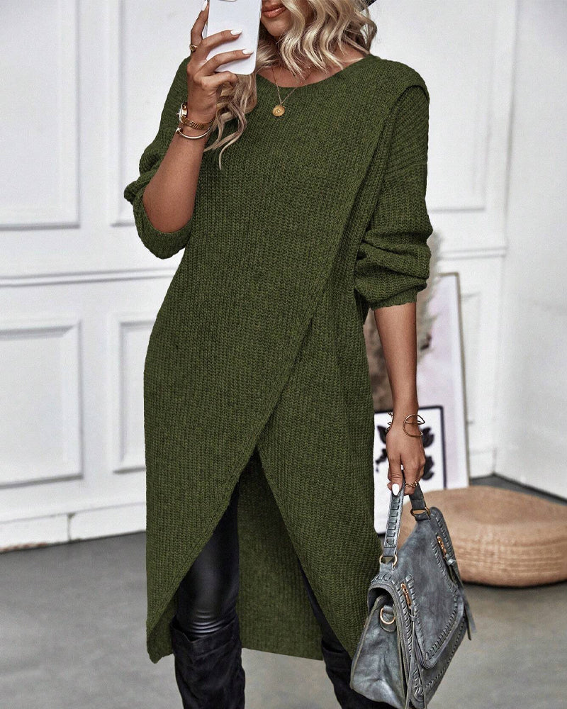 Lisanne Lange Trui-Jurk Dames | Zachte Effen Trui-Jurk met Relax-Fit
