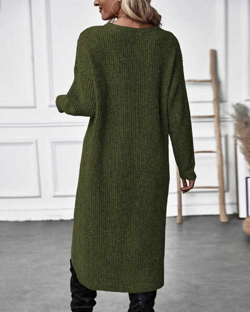 Lisanne Lange Trui-Jurk Dames | Zachte Effen Trui-Jurk met Relax-Fit
