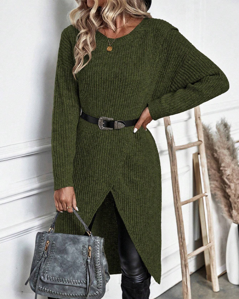 Lisanne Lange Trui-Jurk Dames | Zachte Effen Trui-Jurk met Relax-Fit
