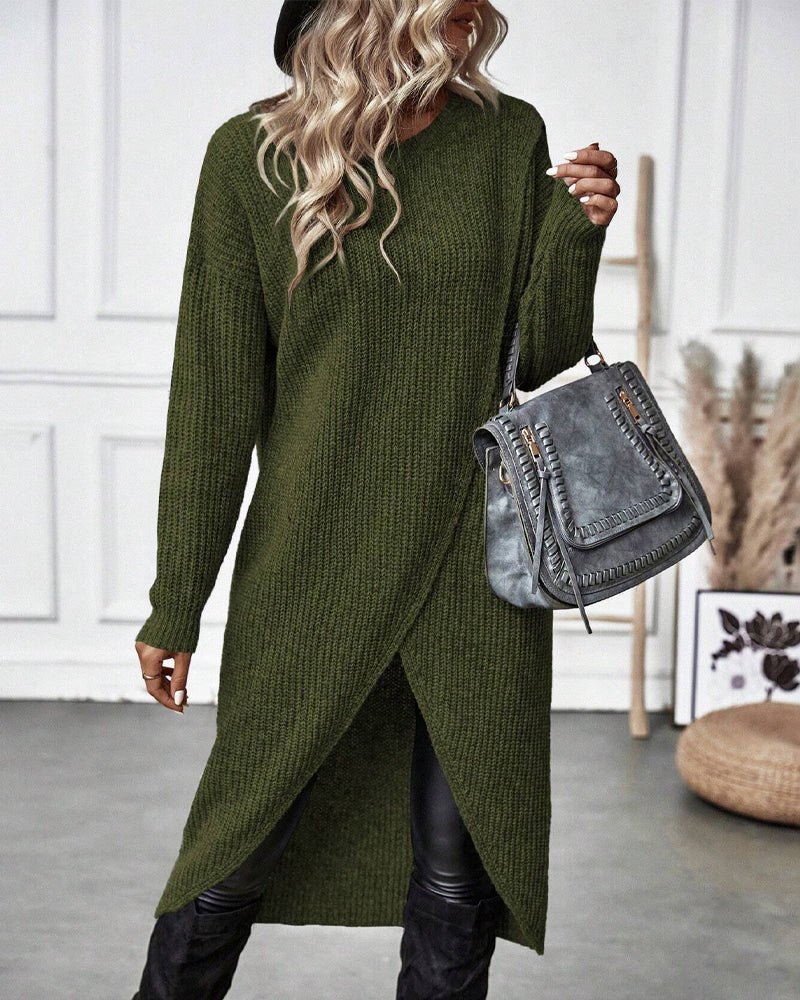Lisanne Lange Trui-Jurk Dames | Zachte Effen Trui-Jurk met Relax-Fit