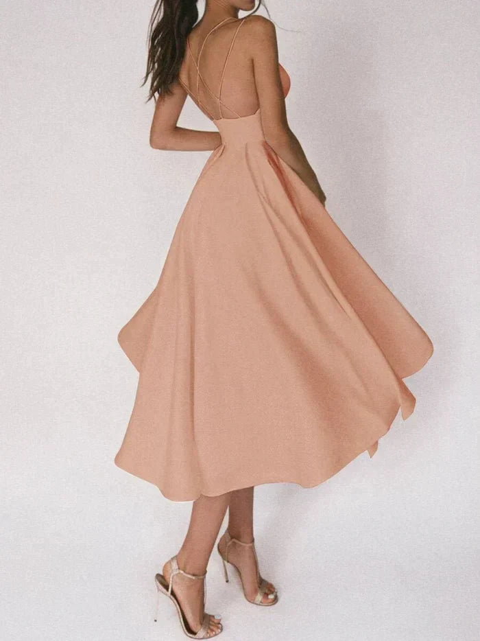 Larissa | Elegante Midi jurk voor Dames - Sexy V-hals en Rugloos Design