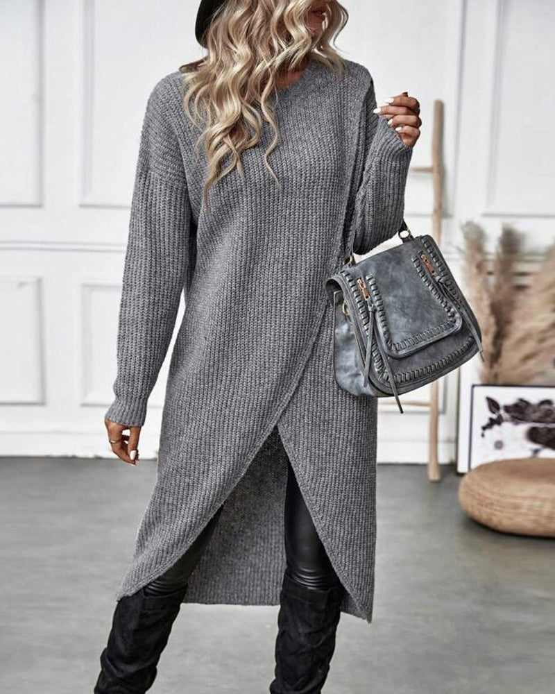 Lisanne Lange Trui-Jurk Dames | Zachte Effen Trui-Jurk met Relax-Fit