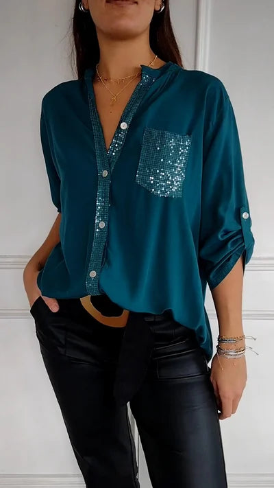 Helene Blouse Dames | Rechte Blouse met Subtiele Glansdetails