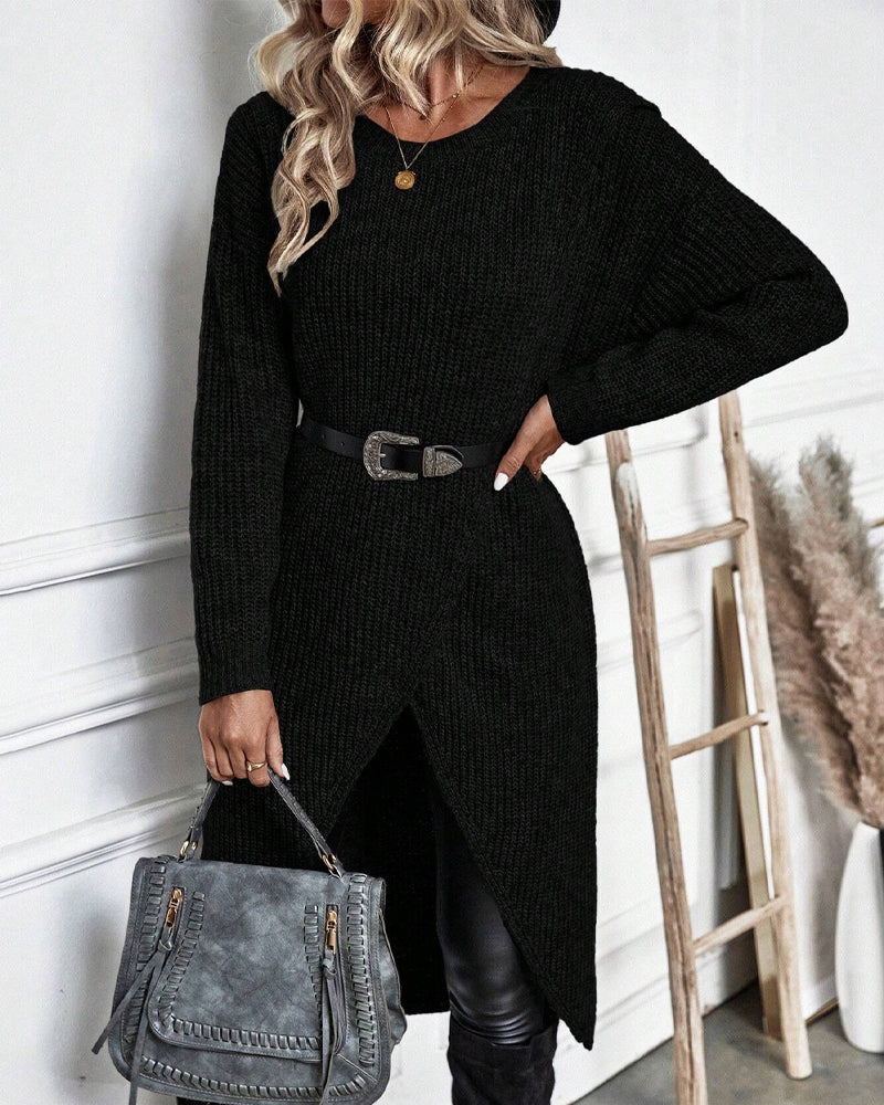 Lisanne Lange Trui-Jurk Dames | Zachte Effen Trui-Jurk met Relax-Fit