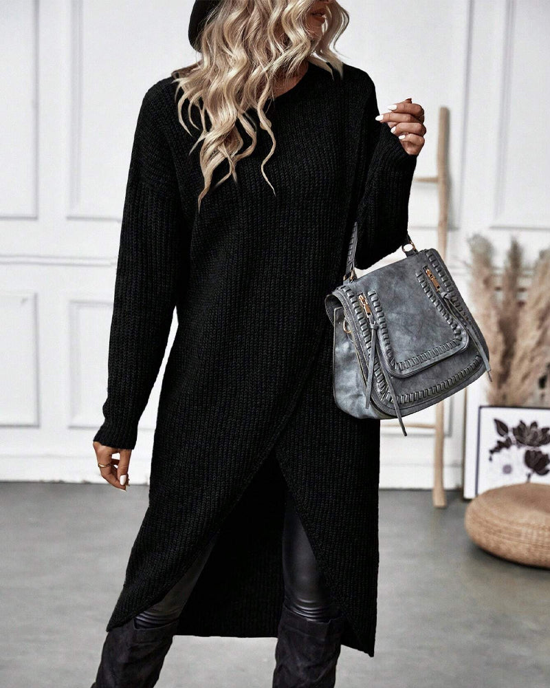 Lisanne Lange Trui-Jurk Dames | Zachte Effen Trui-Jurk met Relax-Fit