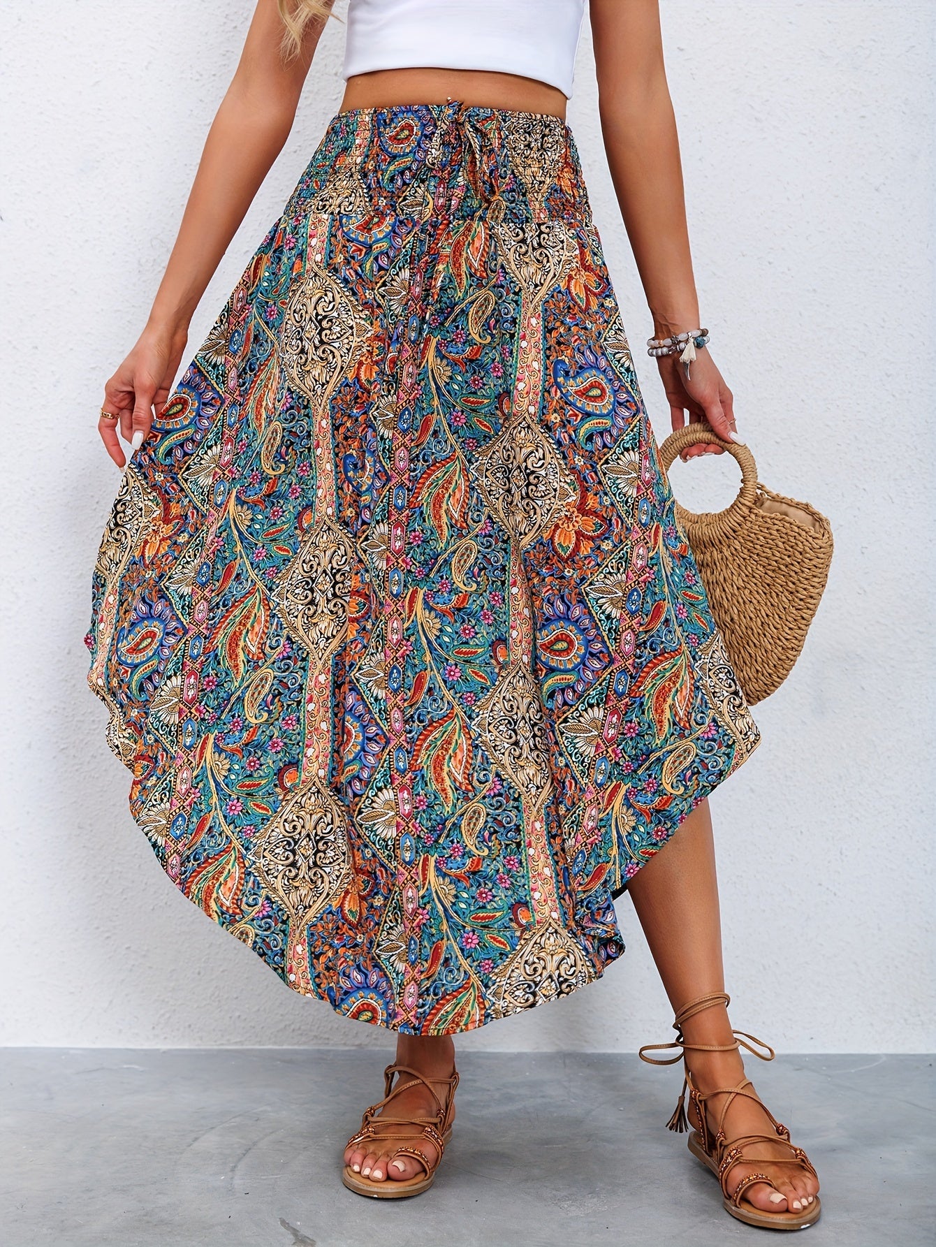 Seraphina Rok | Dames rok met hoge taille en paisleyprint voor casual chique lente- en zomerstijl
