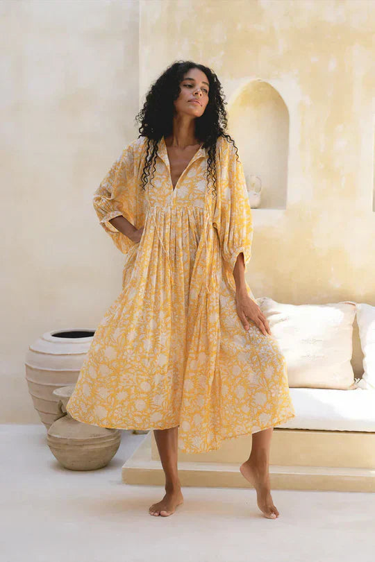 Frieda | Zomerjurk voor Vrouwen in Multicolor – Lichtgewicht en Speelse Pasvorm met Halve Mouwen