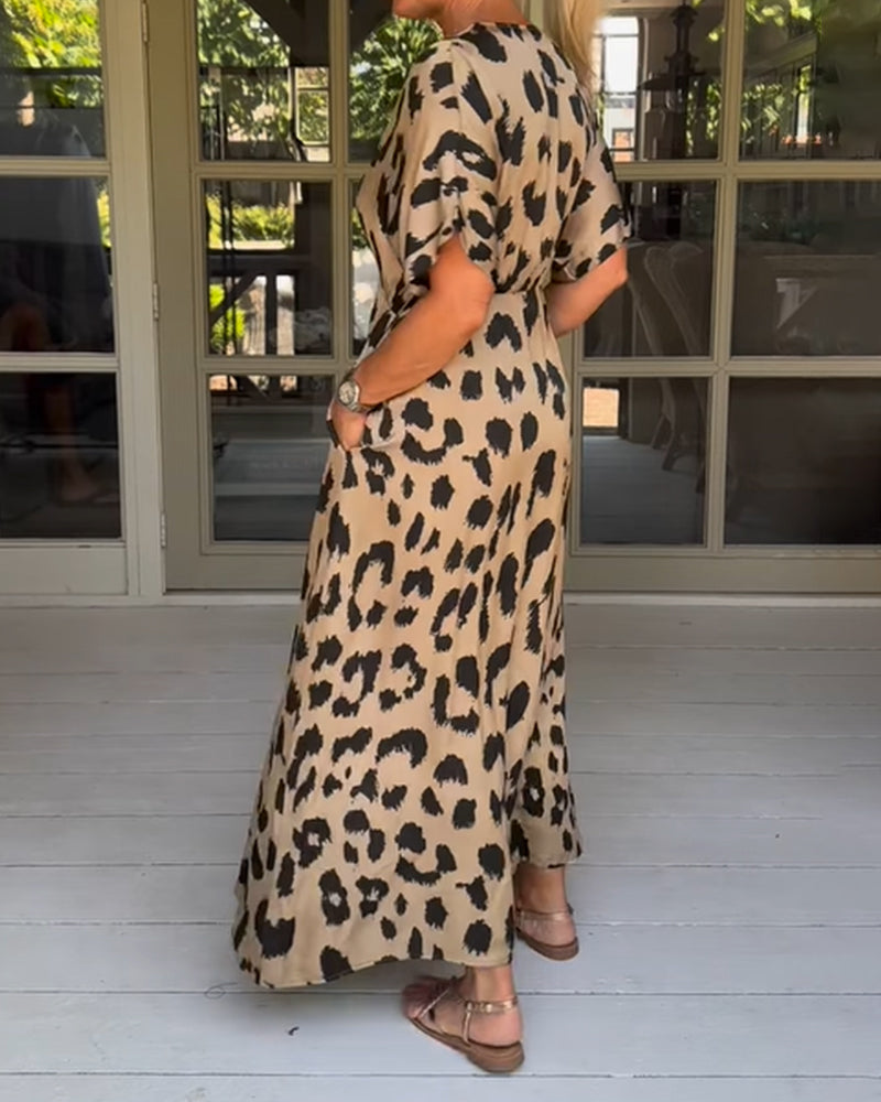 Karina | Dames Jurk – Zomerjurk met Luipaardprint, Losse Pasvorm en Zakken