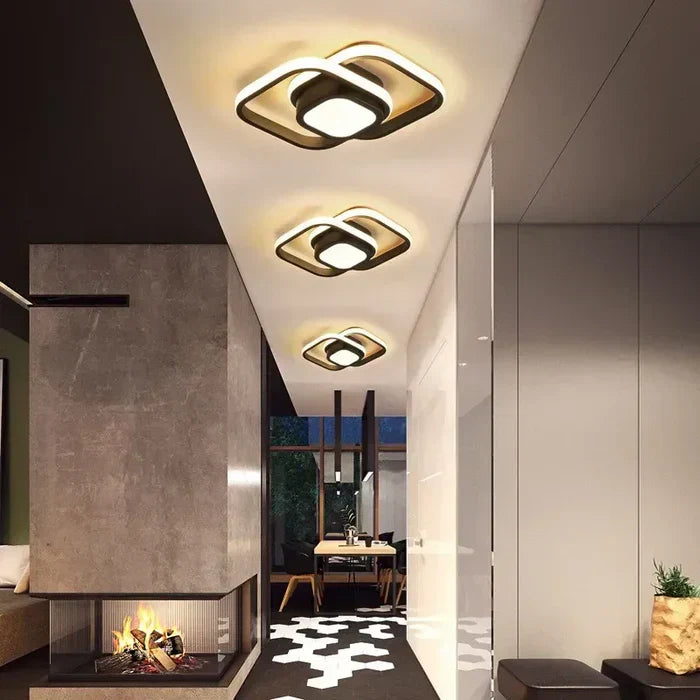 Moderne Plafondlamp – Aluminium en Acryl, Dubbel Ring Design voor Woonkamer of Slaapkamer Verlichting