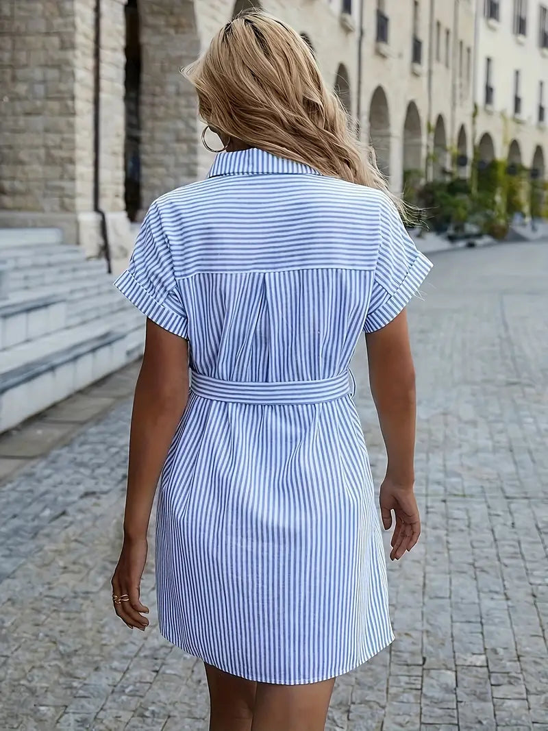 Simona | Dames Gestreepte Jurk met Comfortabele Pasvorm – Tijdloos & Casual Elegant Design