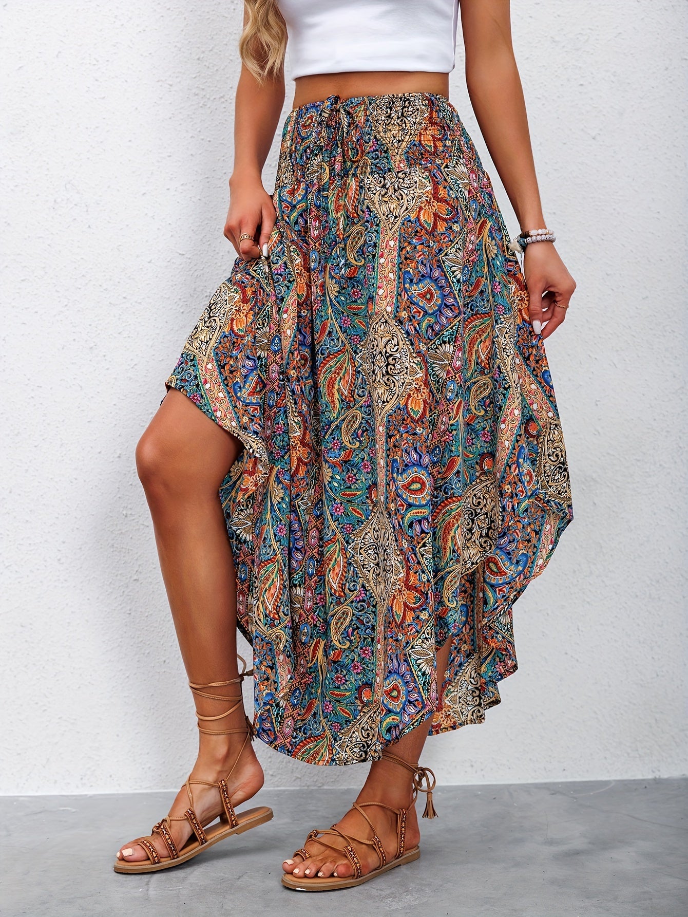 Seraphina Rok | Dames rok met hoge taille en paisleyprint voor casual chique lente- en zomerstijl