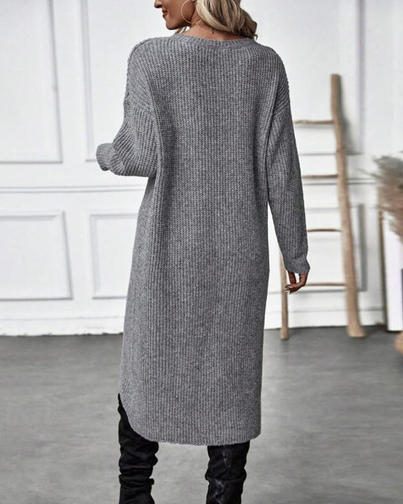 Lisanne Lange Trui-Jurk Dames | Zachte Effen Trui-Jurk met Relax-Fit