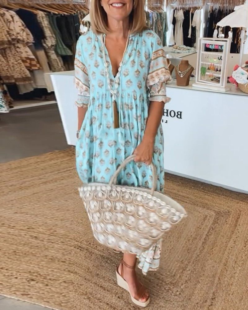 Eline Jurk | Dames maxi jurk met bohemian print en luchtige pasvorm voor een moeiteloze zomerstijl