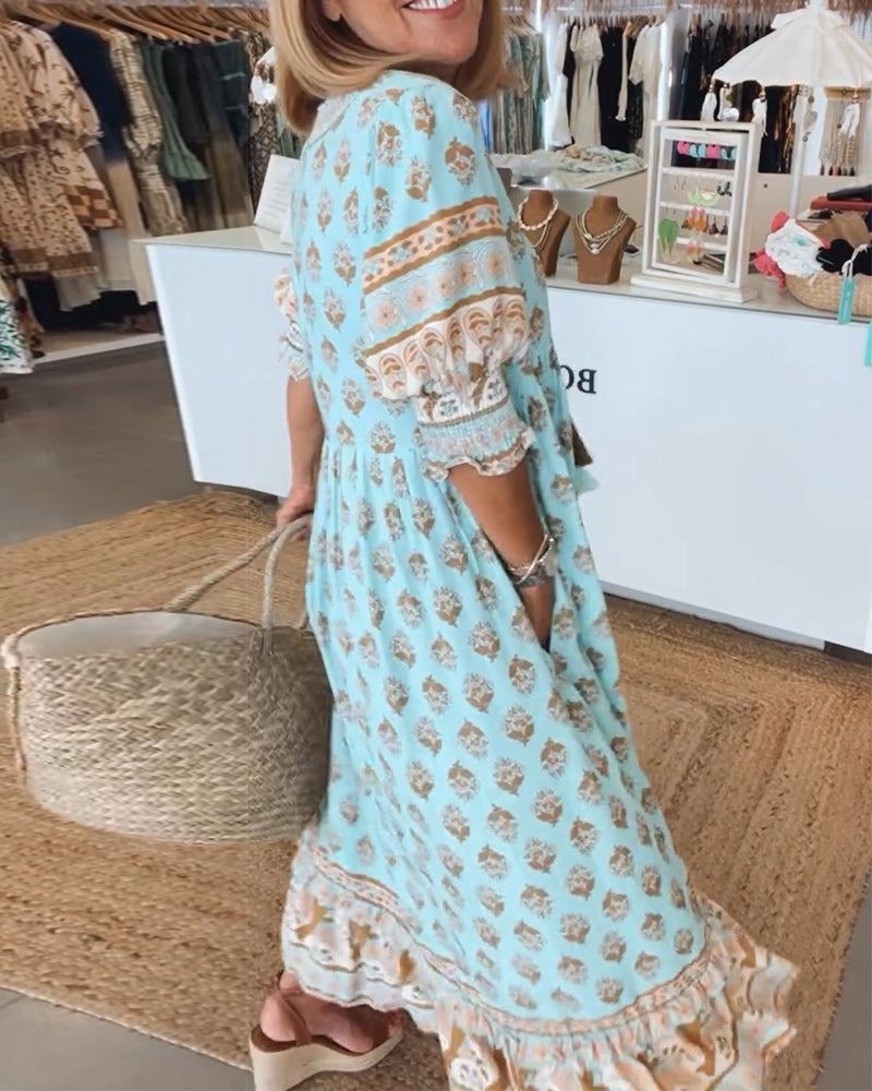 Eline Jurk | Dames maxi jurk met bohemian print en luchtige pasvorm voor een moeiteloze zomerstijl