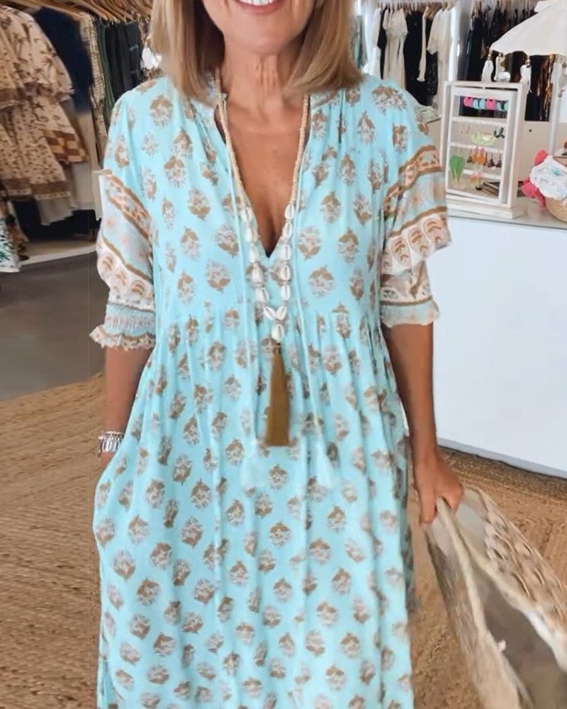 Eline Jurk | Dames maxi jurk met bohemian print en luchtige pasvorm voor een moeiteloze zomerstijl