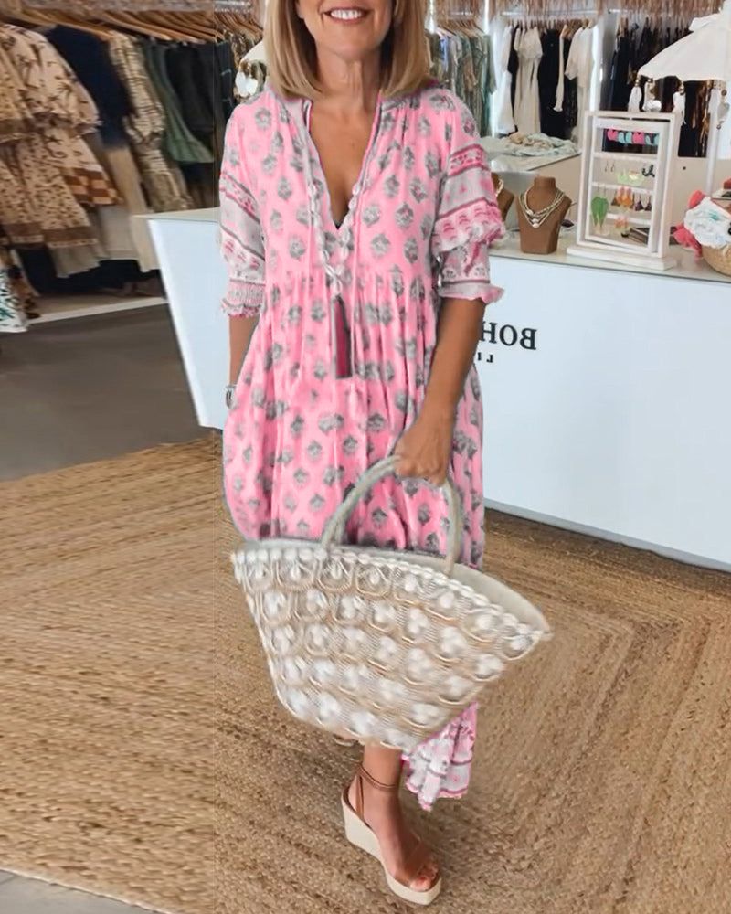 Eline Jurk | Dames maxi jurk met bohemian print en luchtige pasvorm voor een moeiteloze zomerstijl