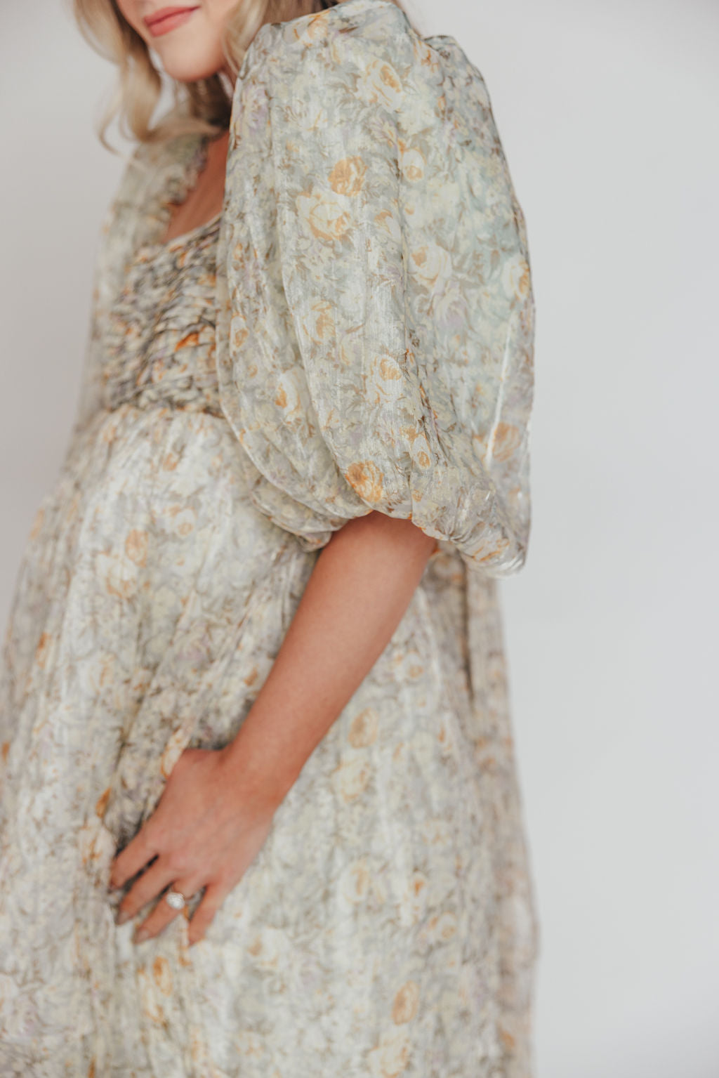 Esmée | Zwangere Maxi Jurk – Elegante Empire Taille & Romantische Ballonmouwen voor Speciale Gelegenheden