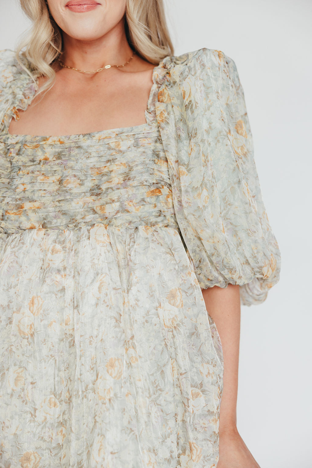 Esmée | Zwangere Maxi Jurk – Elegante Empire Taille & Romantische Ballonmouwen voor Speciale Gelegenheden