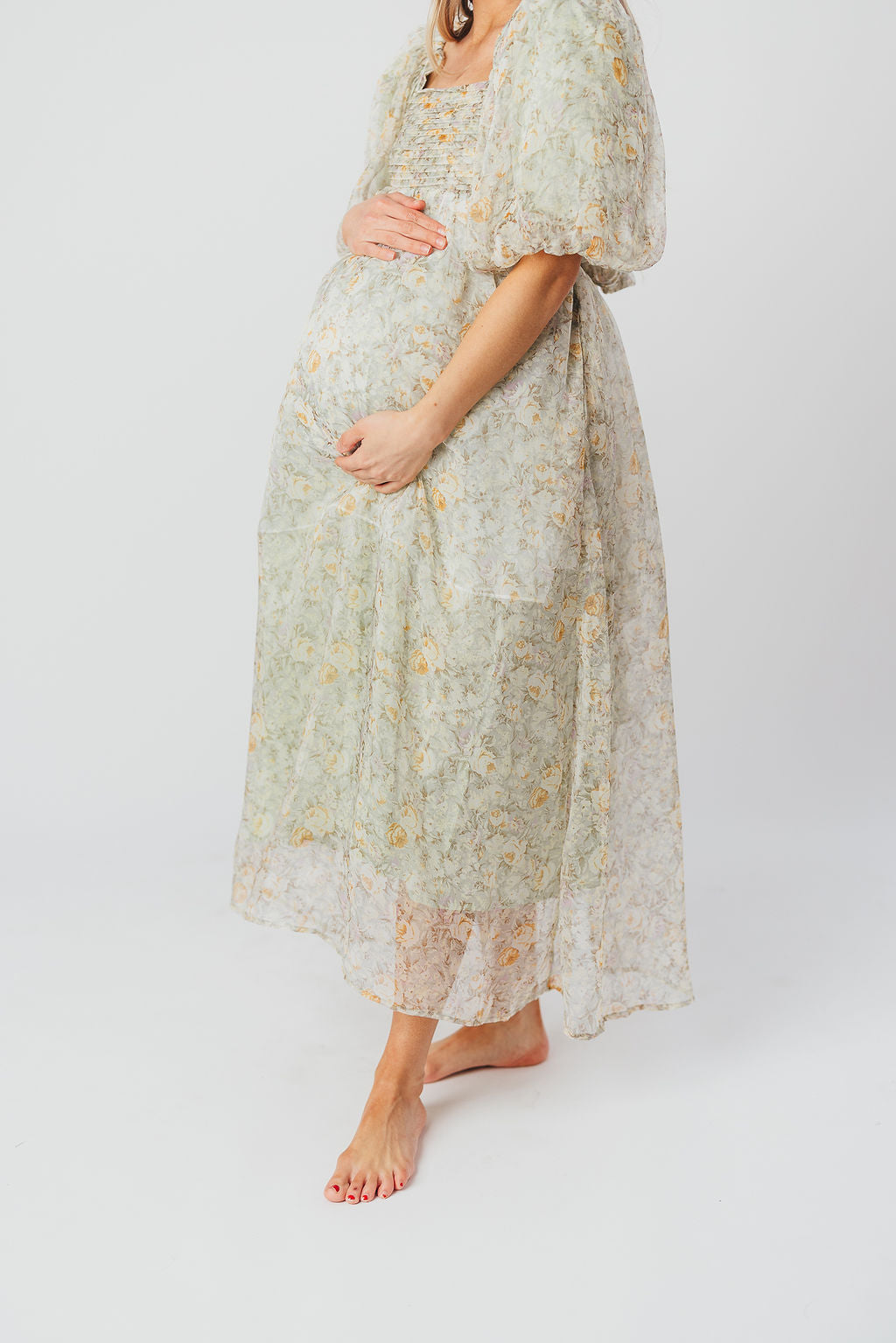 Esmée | Zwangere Maxi Jurk – Elegante Empire Taille & Romantische Ballonmouwen voor Speciale Gelegenheden