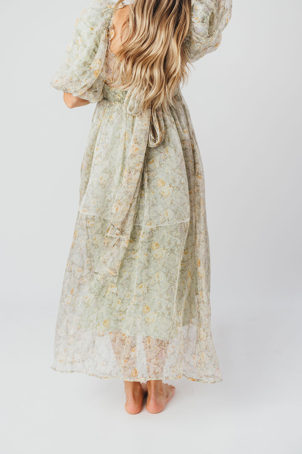 Esmée | Zwangere Maxi Jurk – Elegante Empire Taille & Romantische Ballonmouwen voor Speciale Gelegenheden