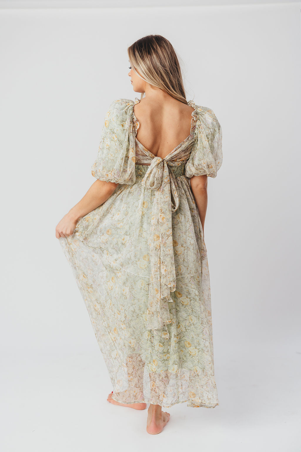 Esmée | Zwangere Maxi Jurk – Elegante Empire Taille & Romantische Ballonmouwen voor Speciale Gelegenheden