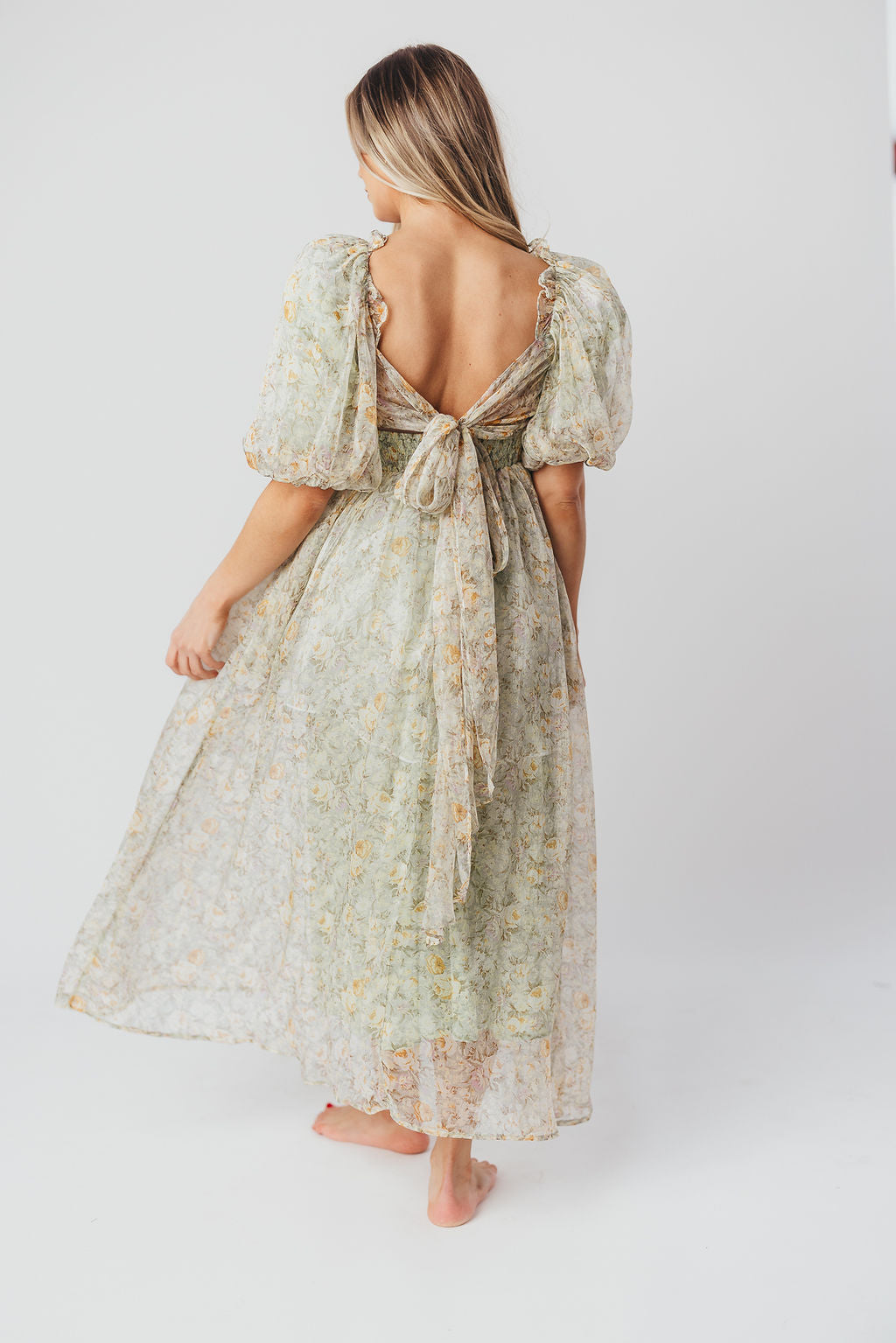 Esmée | Zwangere Maxi Jurk – Elegante Empire Taille & Romantische Ballonmouwen voor Speciale Gelegenheden