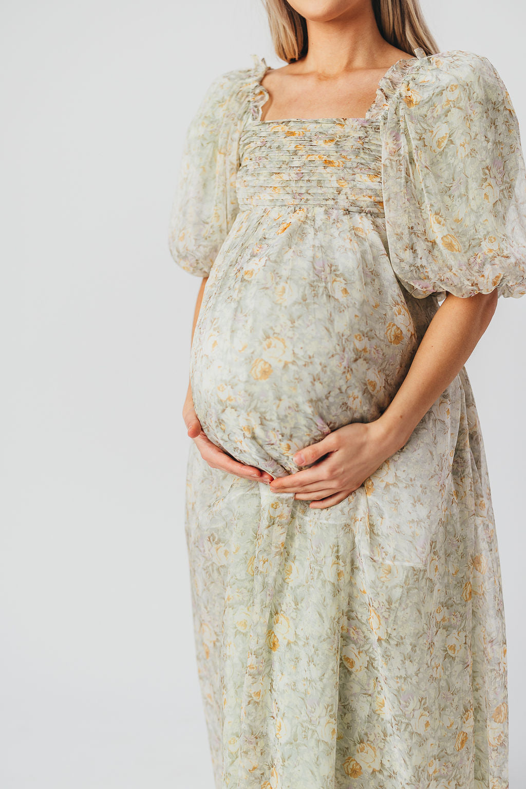 Esmée | Zwangere Maxi Jurk – Elegante Empire Taille & Romantische Ballonmouwen voor Speciale Gelegenheden