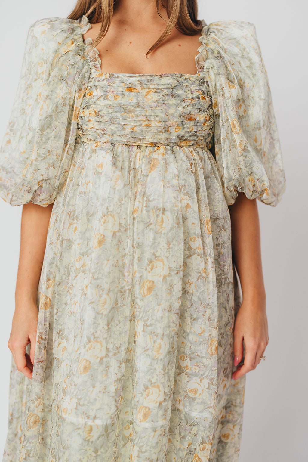 Esmée | Zwangere Maxi Jurk – Elegante Empire Taille & Romantische Ballonmouwen voor Speciale Gelegenheden