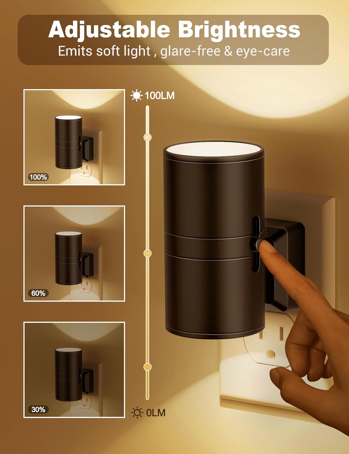 Dimbaar LED Nachtlampje – Wit Kunststof met Schemerfunctie voor Slaapkamer of Gangverlichting