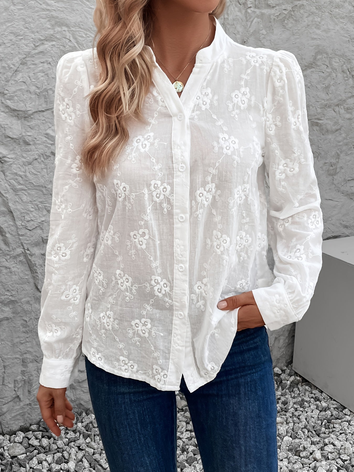 Katrien | Vrouwelijke Kanten Geborduurde Blouse voor Dames - Elegantie en Comfort