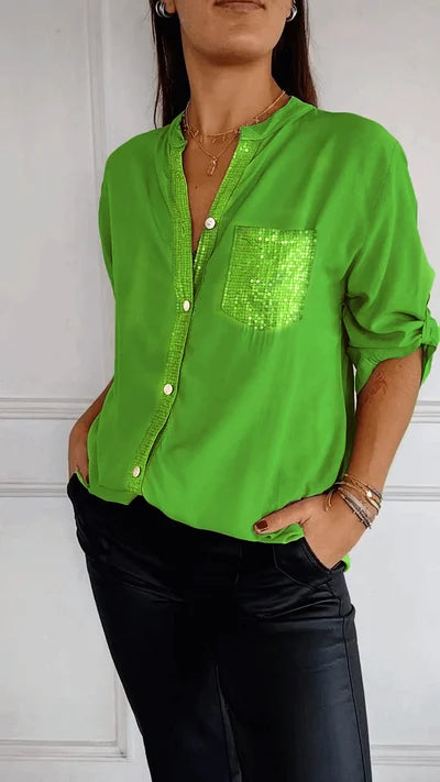 Helene Blouse Dames | Rechte Blouse met Subtiele Glansdetails