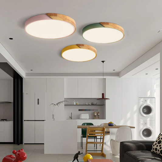 Scandinavische Houten Plafondlamp – Natuurlijk Hout, Modern Design voor Slaapkamer of Woonkamer Verlichting