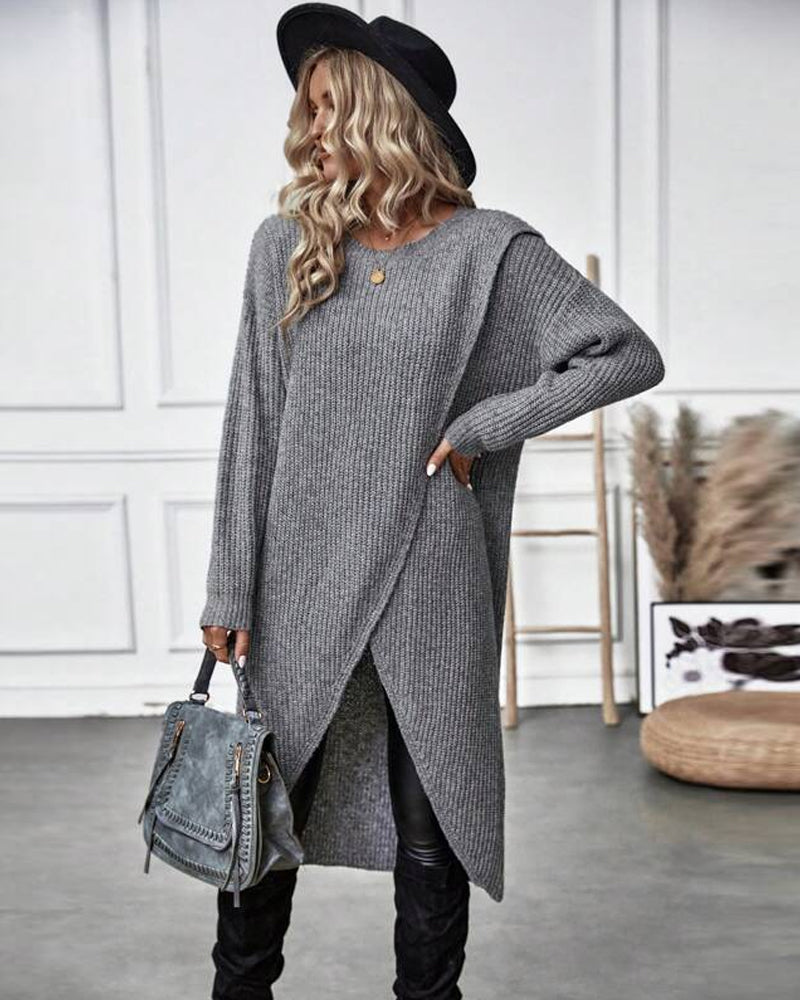Lisanne Lange Trui-Jurk Dames | Zachte Effen Trui-Jurk met Relax-Fit
