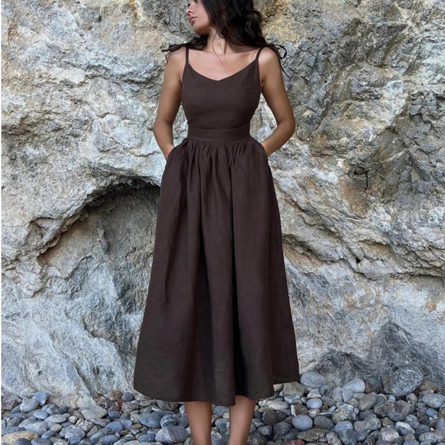 Margje | Zomerjurk Dames met Tie-Shoulder Bandjes en Volumineuze Rok voor Elegante Look