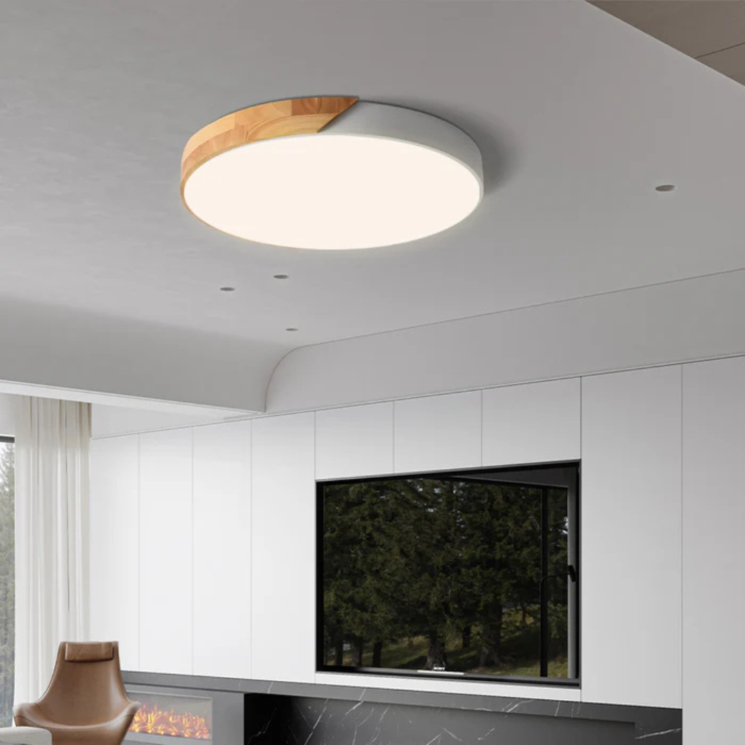 Scandinavische Houten Plafondlamp – Natuurlijk Hout, Modern Design voor Slaapkamer of Woonkamer Verlichting