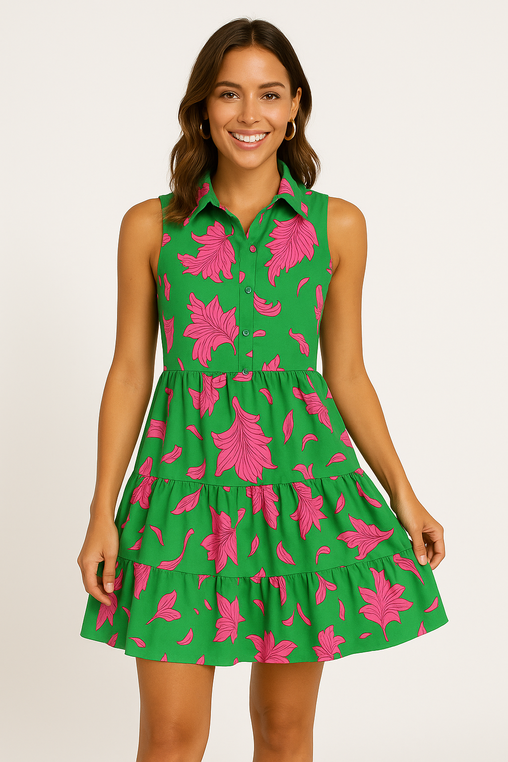 Carina | Dames Mini Jurk met Bloemenprint – A-lijn, Mouwloos en Luchtige Stof voor Zomerse Dagen