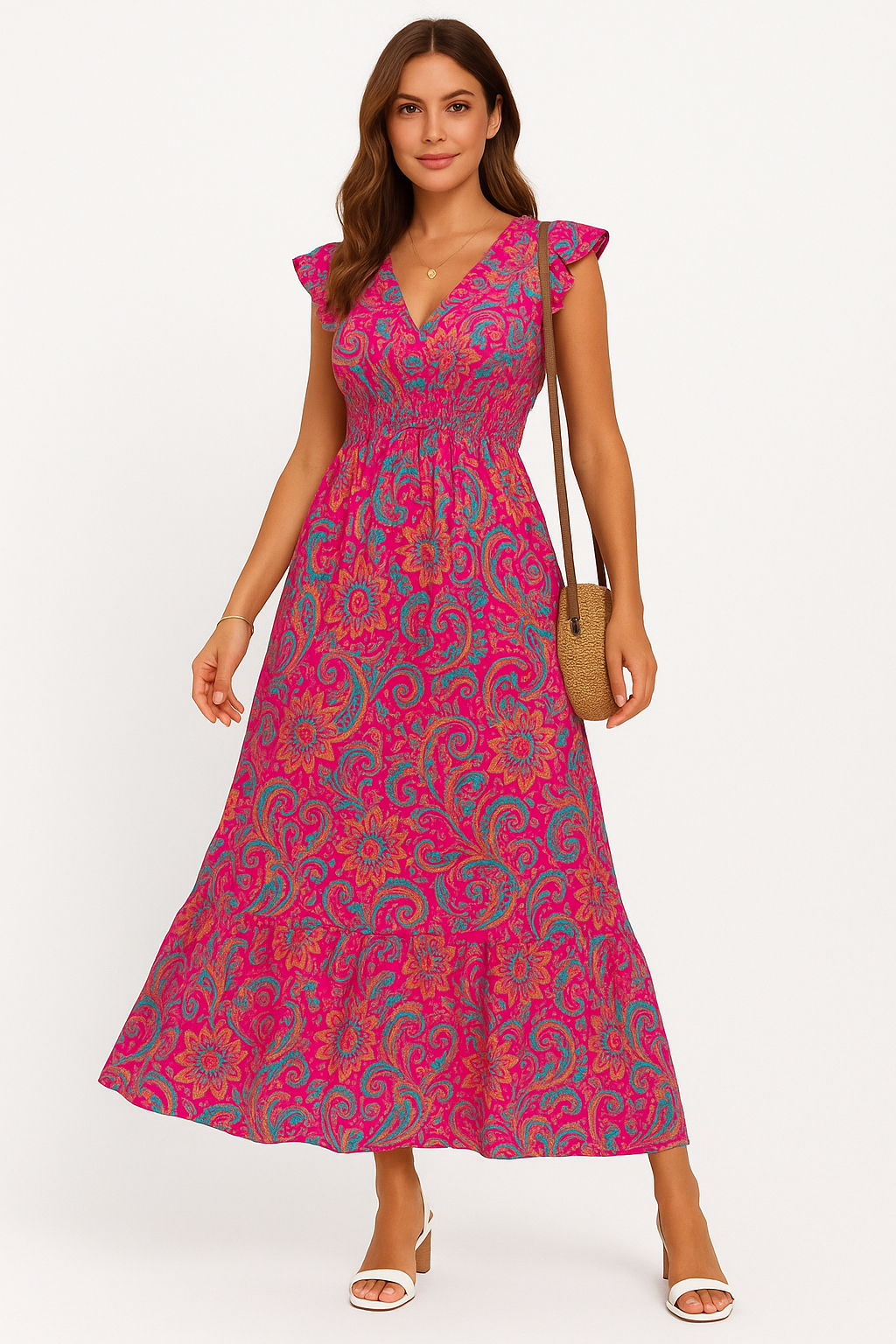Cato | Dames Maxi Jurk met Bloemenprint – Mouwloos, V-Hals & Luchtige Pasvorm voor Zomer en Vakantie