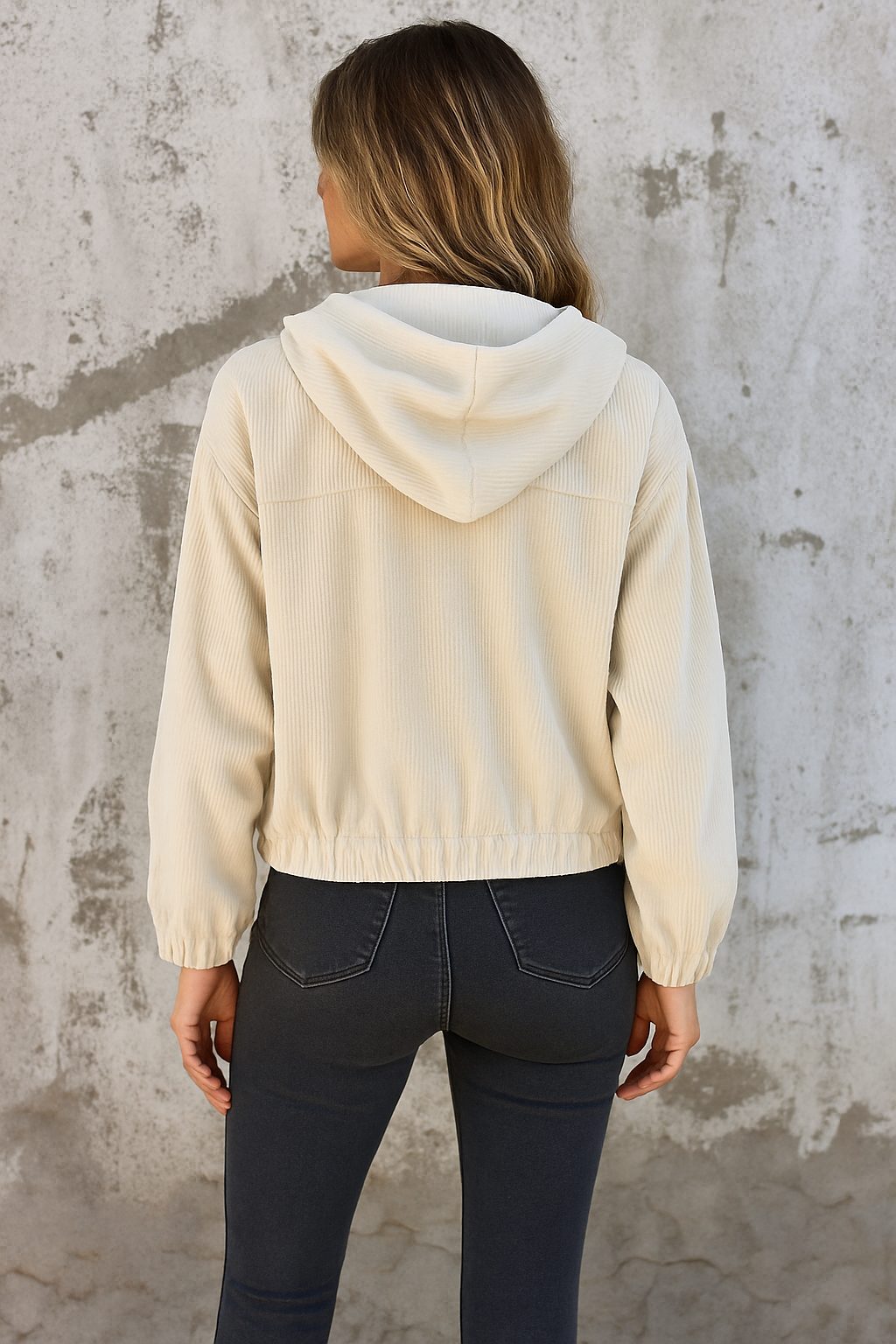 Ria Hoodie Jack voor dames | Casual geribd vest met capuchon en ritssluiting