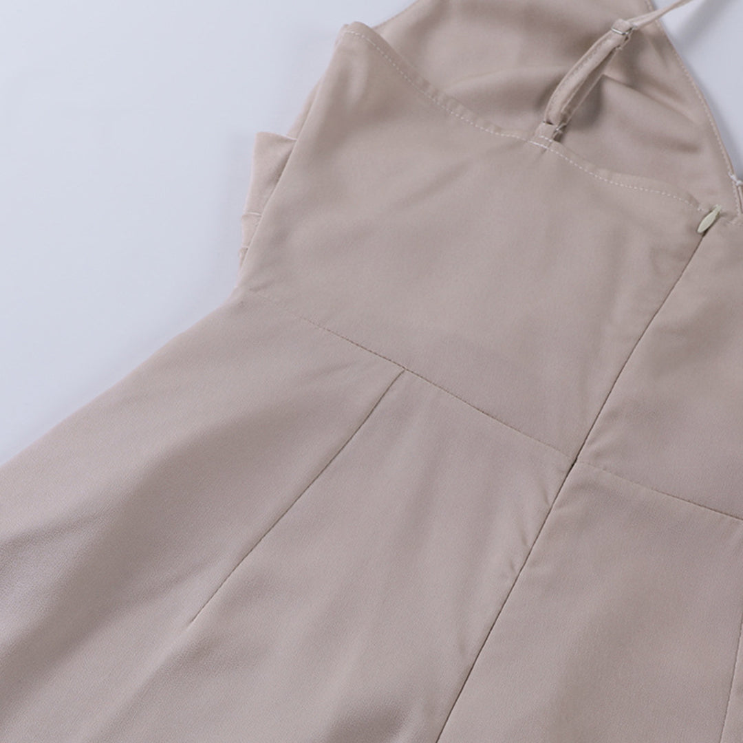 Lucienne | Spaghetti-Träger Midi-Kleed – Sexy Backless en Draperend Ontwerp voor Dames