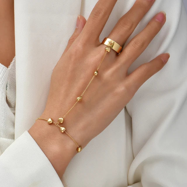 Jildis Chain Armband | Dames armband met handring in goudkleurig design