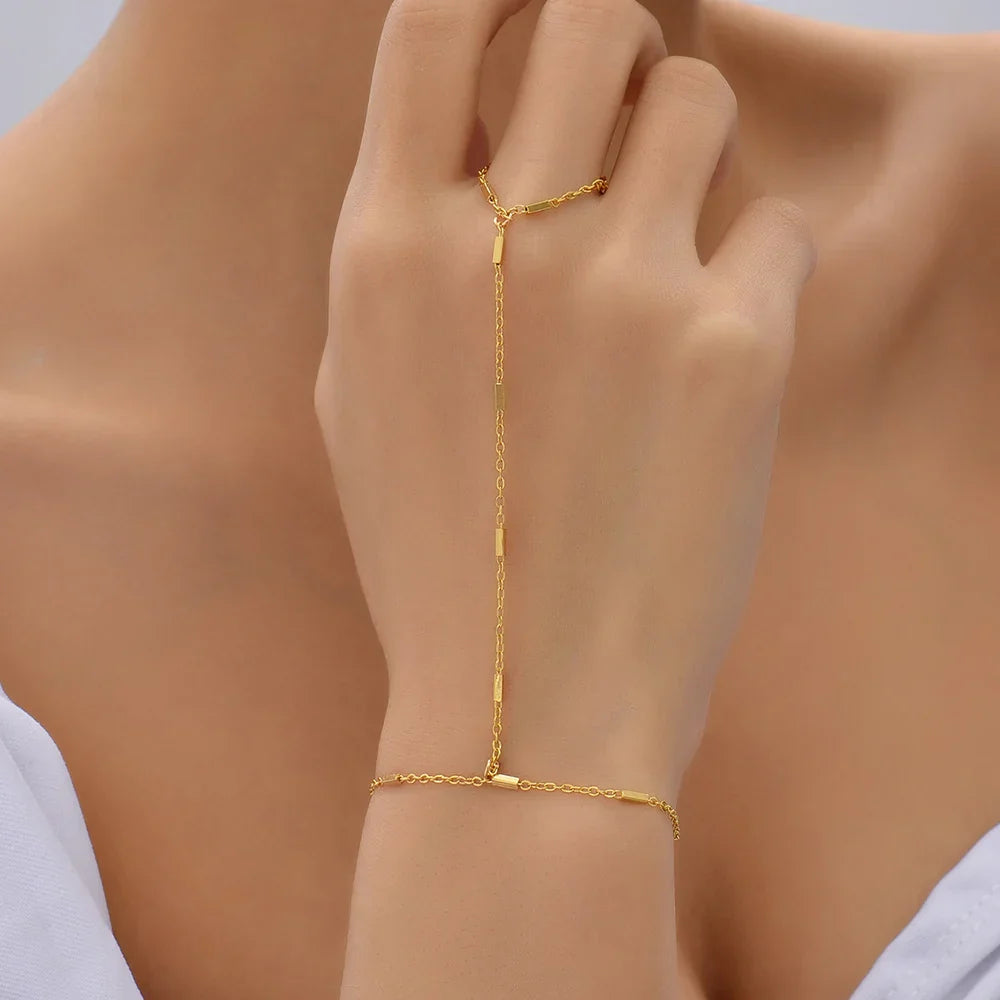 Jildis Chain Armband | Dames armband met handring in goudkleurig design